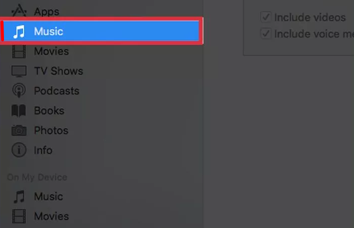 highlight the music you want to transfer.