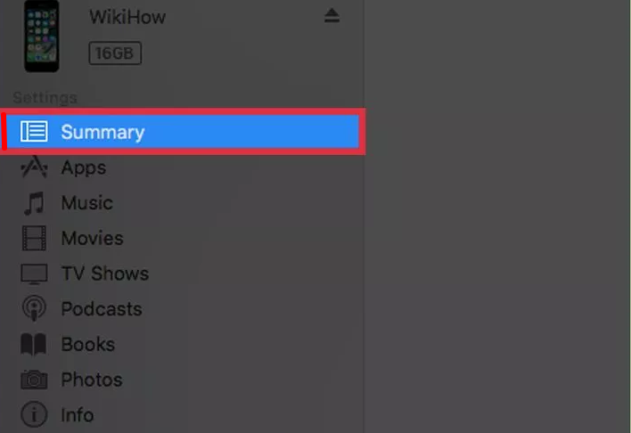 Select your iPod from the top row of buttons in iTunes
