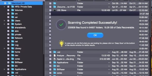 After certain time, scanning of the selected hard drive accomplishes successfully.